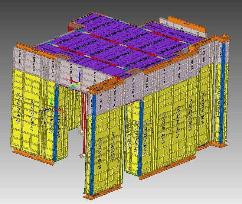 Color-coded 3D aluminum formwork model